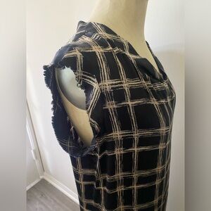 Nili Lotan silk tartan dress in black and gold size L